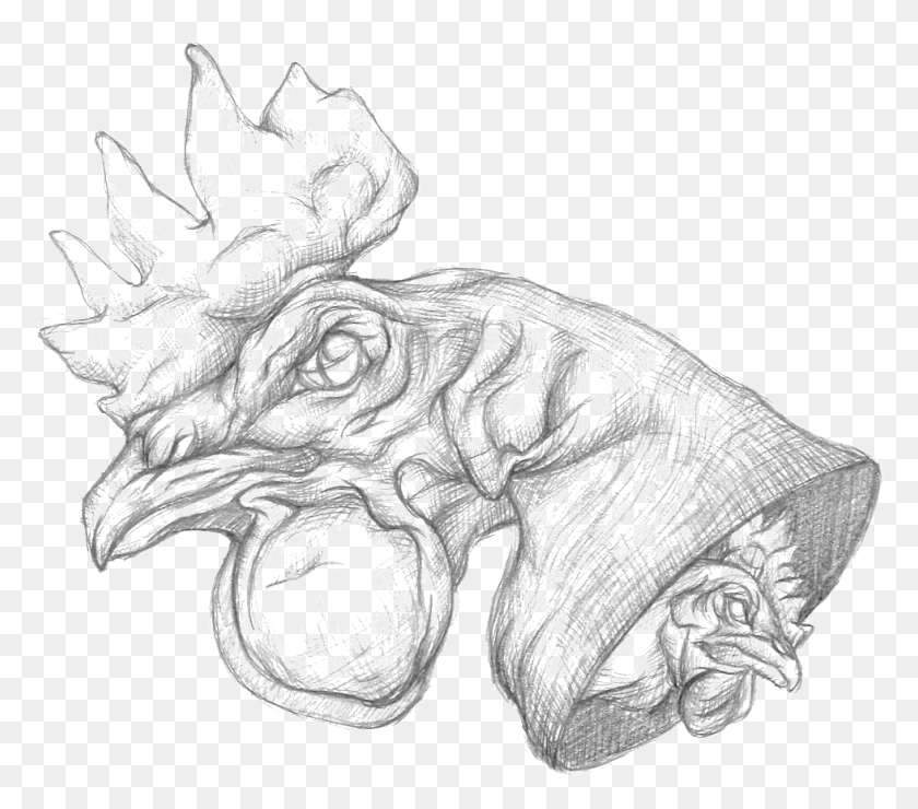 979x854 Chicken Head Bw Sketch, Fossil, X-ray, Medical Imaging X-ray Film HD PNG Download