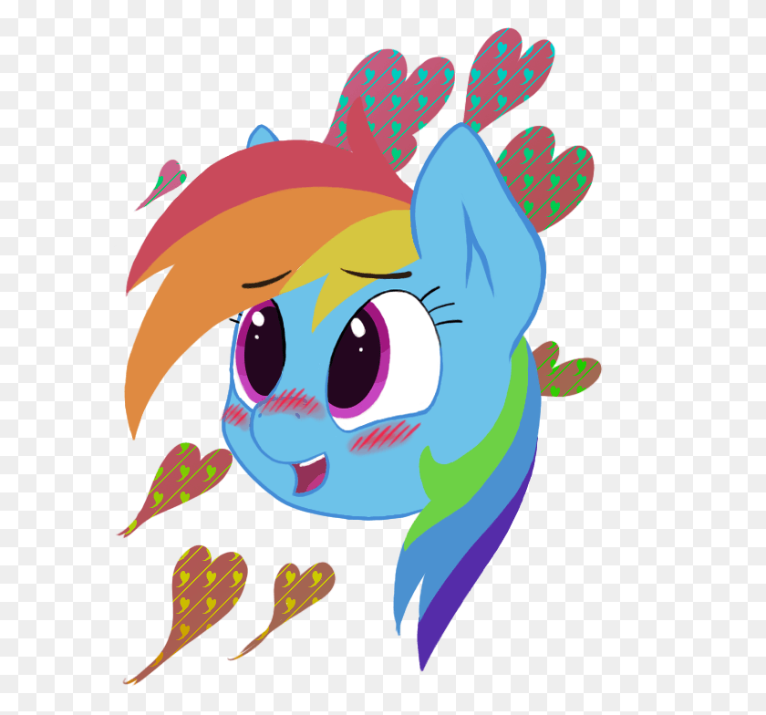 590x724 Chickensandwich Blushing Cute Heart Rainbow Dash Cartoon, Графика, Плакат Hd Png Скачать