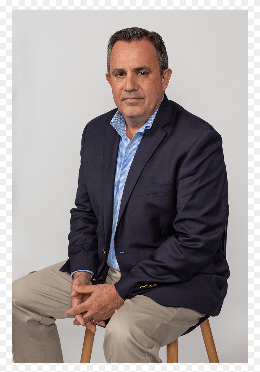 764x1144 Chief Investment Officer Tom Dempsey Sitting, Clothing, Apparel, Blazer Descargar Hd Png