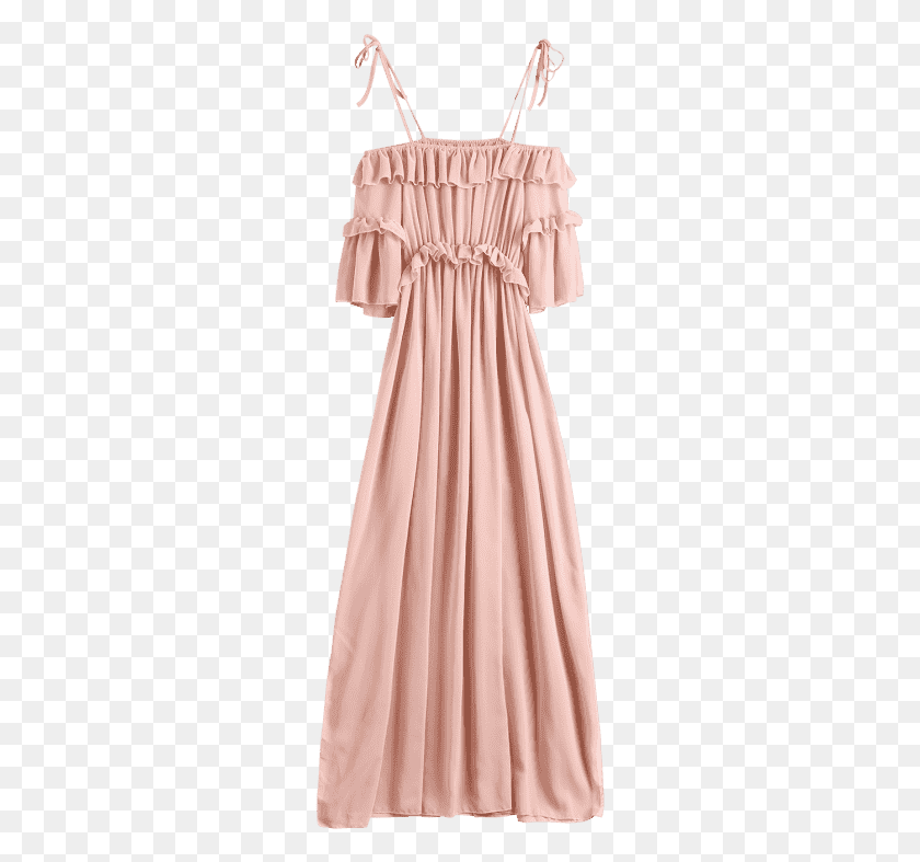 265x727 Chiffon Ruffles Beach Dress Summer Dress With A Transparent Background, Clothing, Apparel, Evening Dress Descargar Hd Png