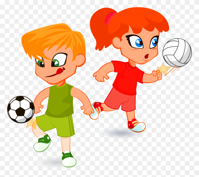 2247x1982 Child Cartoon Illustration Children Playing Football Cartoon, Person, Human, People HD PNG Download