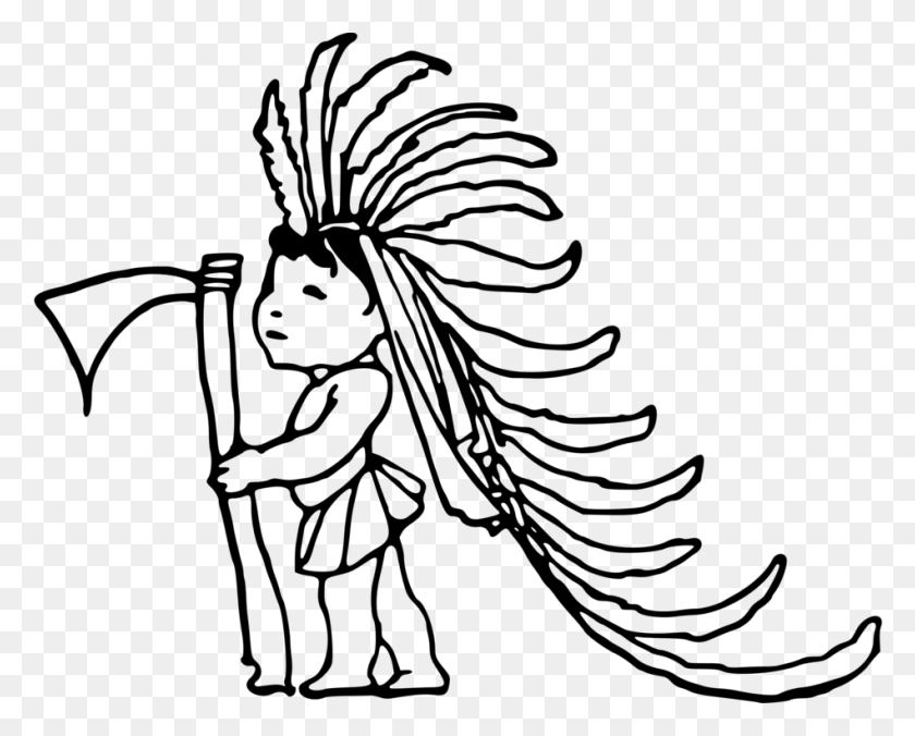 949x750 Child Drawing Native Americans In The United States Native American People Drawing, Gray, World Of Warcraft HD PNG Download