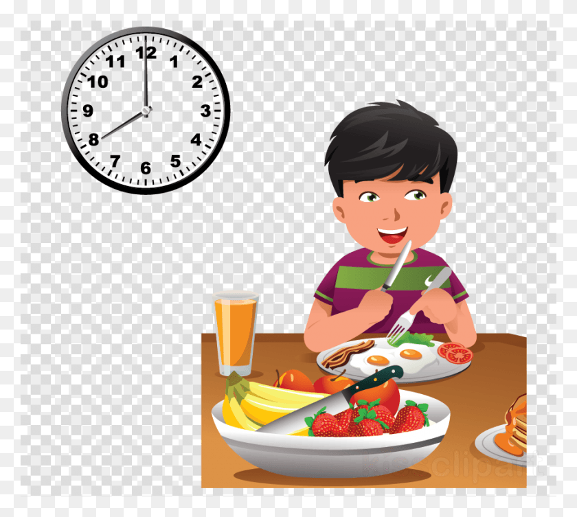 900x800 Child Eating Healthy Food Cartoon Clipart Breakfast Have Breakfast At 8 O Clock, Person, Human, Meal HD PNG Download