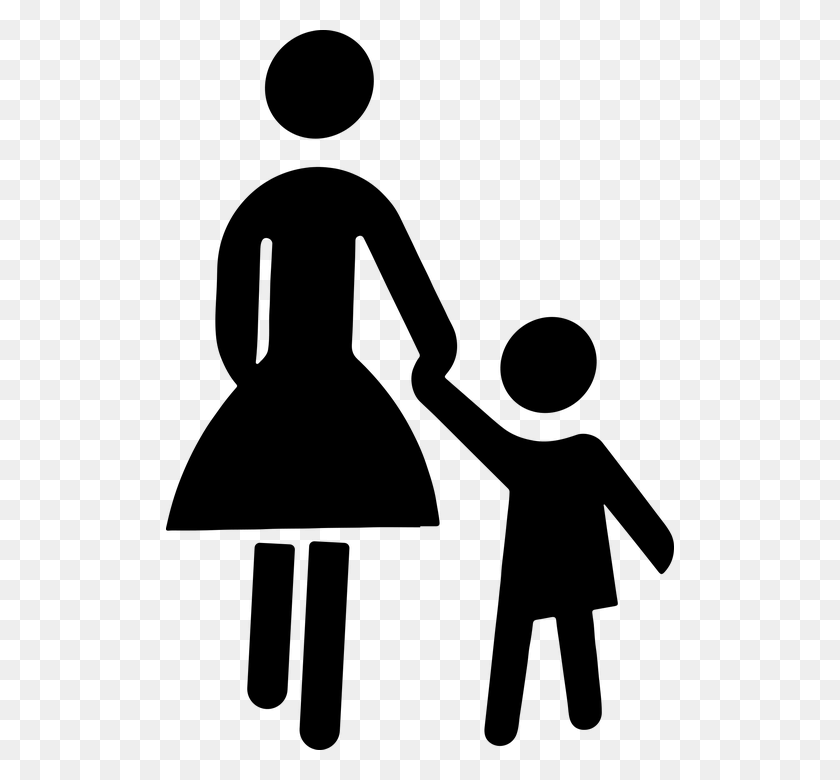 508x720 Child Female Holding Hands Kid Mom Mother Mother And Child Holding Hands Clip Art, Gray, World Of Warcraft HD PNG Download