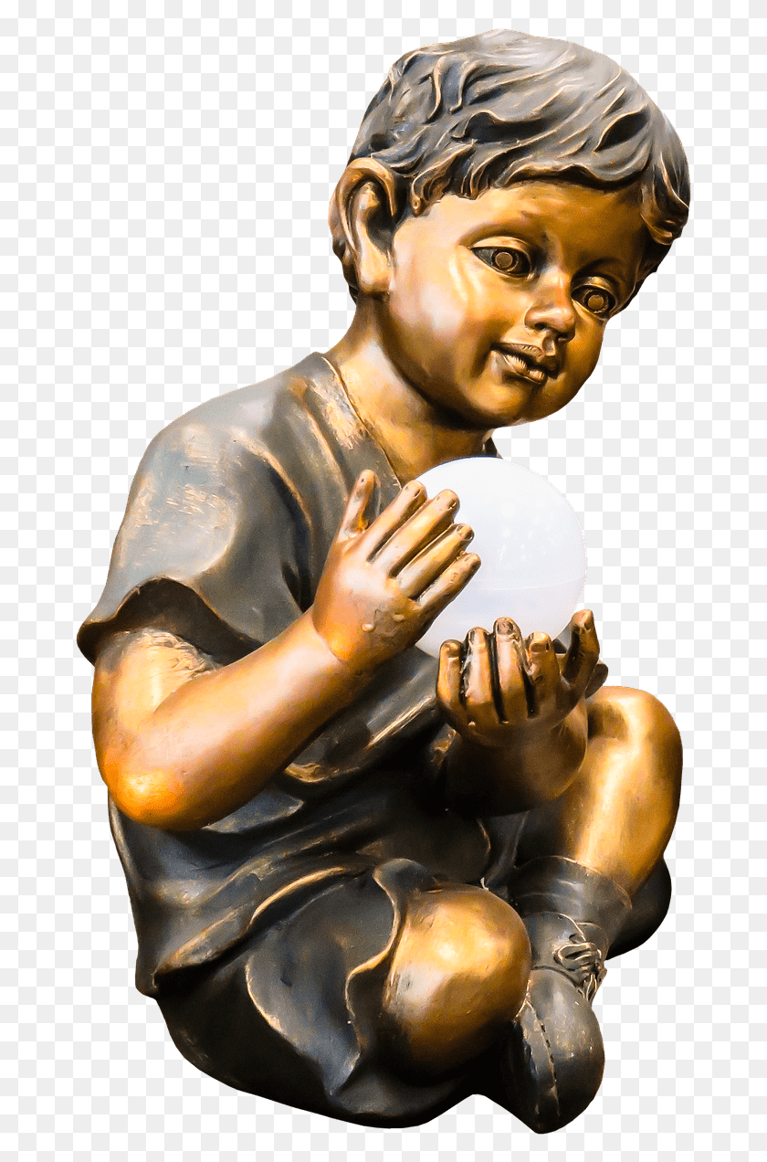 675x1212 Child Figurine Lamp Boy Statue Clipart, Sculpture, Person HD PNG Download