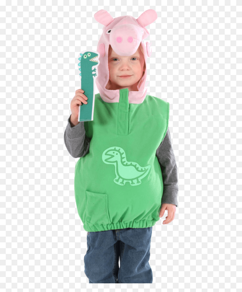 400x952 Child George Pig Costume Peppa Costume, Clothing, Apparel, Person HD PNG Download