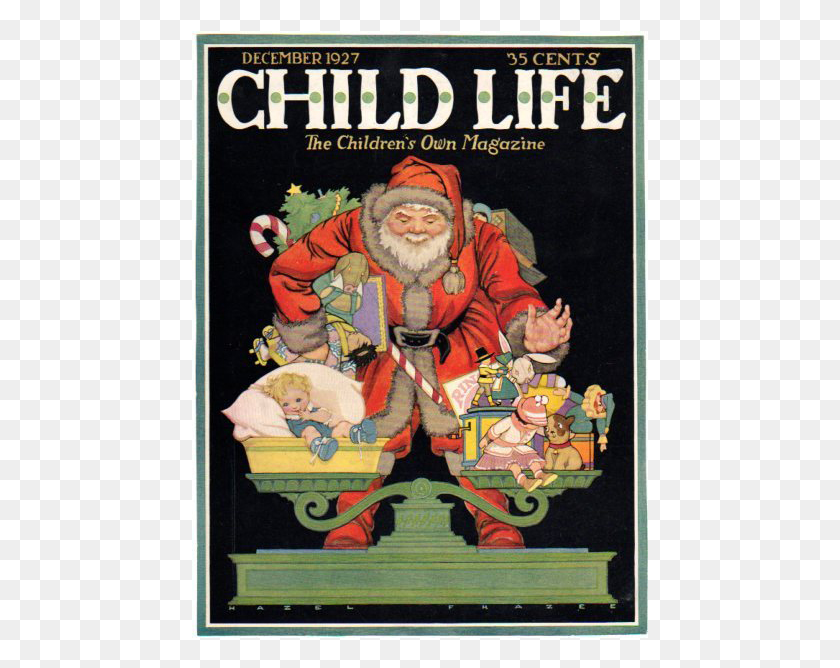 457x608 Descargar Png Child Life De Diciembre De 1927 Santa Claus Cover Only Child Life Magazine, Mueble, Persona, Humano Hd Png