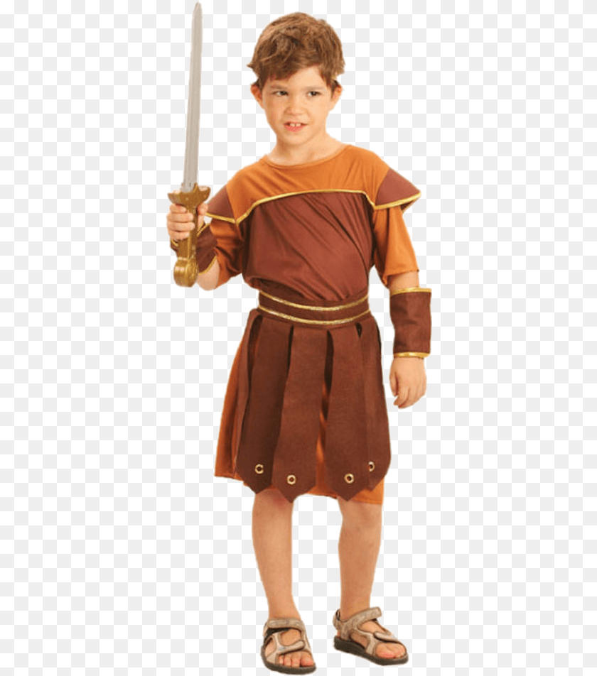 376x952 Child Roman Soldier Tunic Roman Soldier Costume Child, Weapon, Clothing, Sword, Person PNG