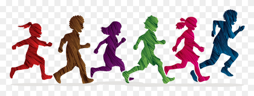 848x280 Children Running Clipart Free, Person, Human, Text HD PNG Download
