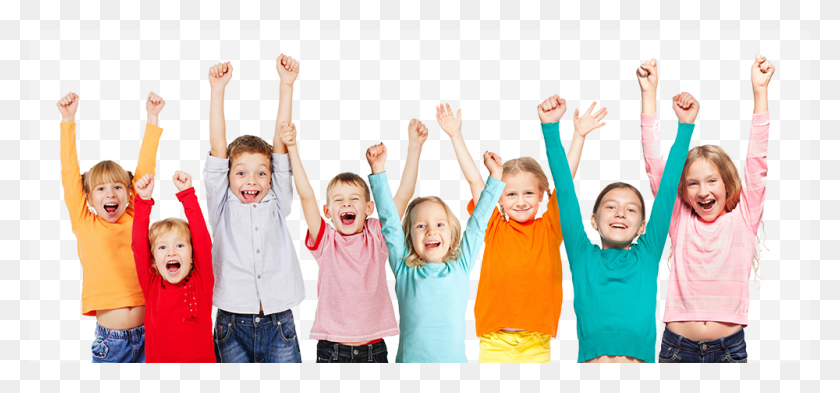 1000x428 Children With Hands Up Kids Cheering, Person, Human, People HD PNG Download