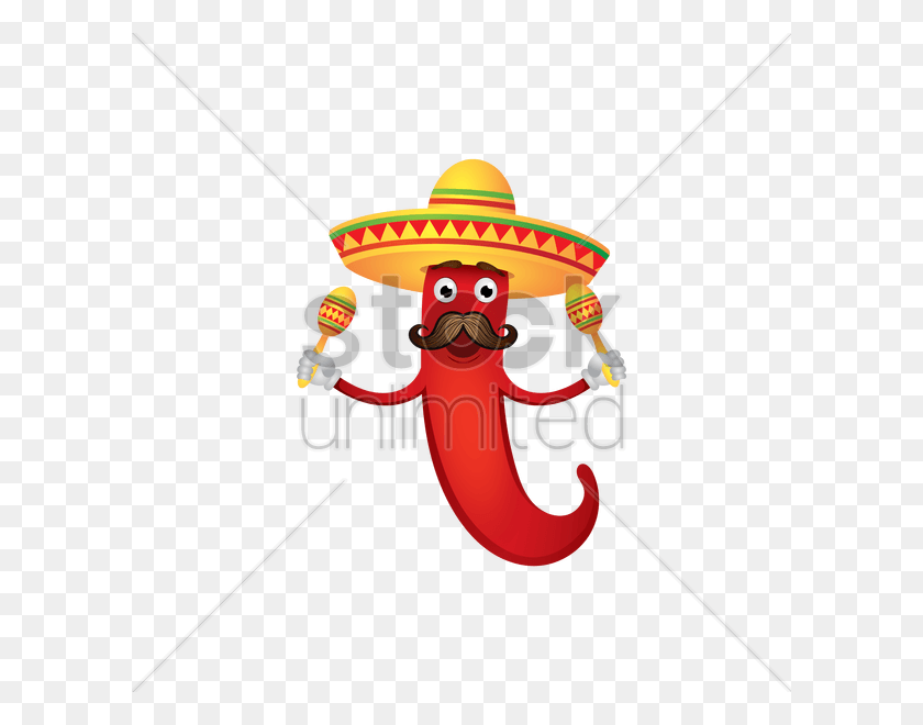 600x600 Chili Pepper With Hat And Maracas Vector Illustration, Clothing, Apparel, Sombrero HD PNG Download