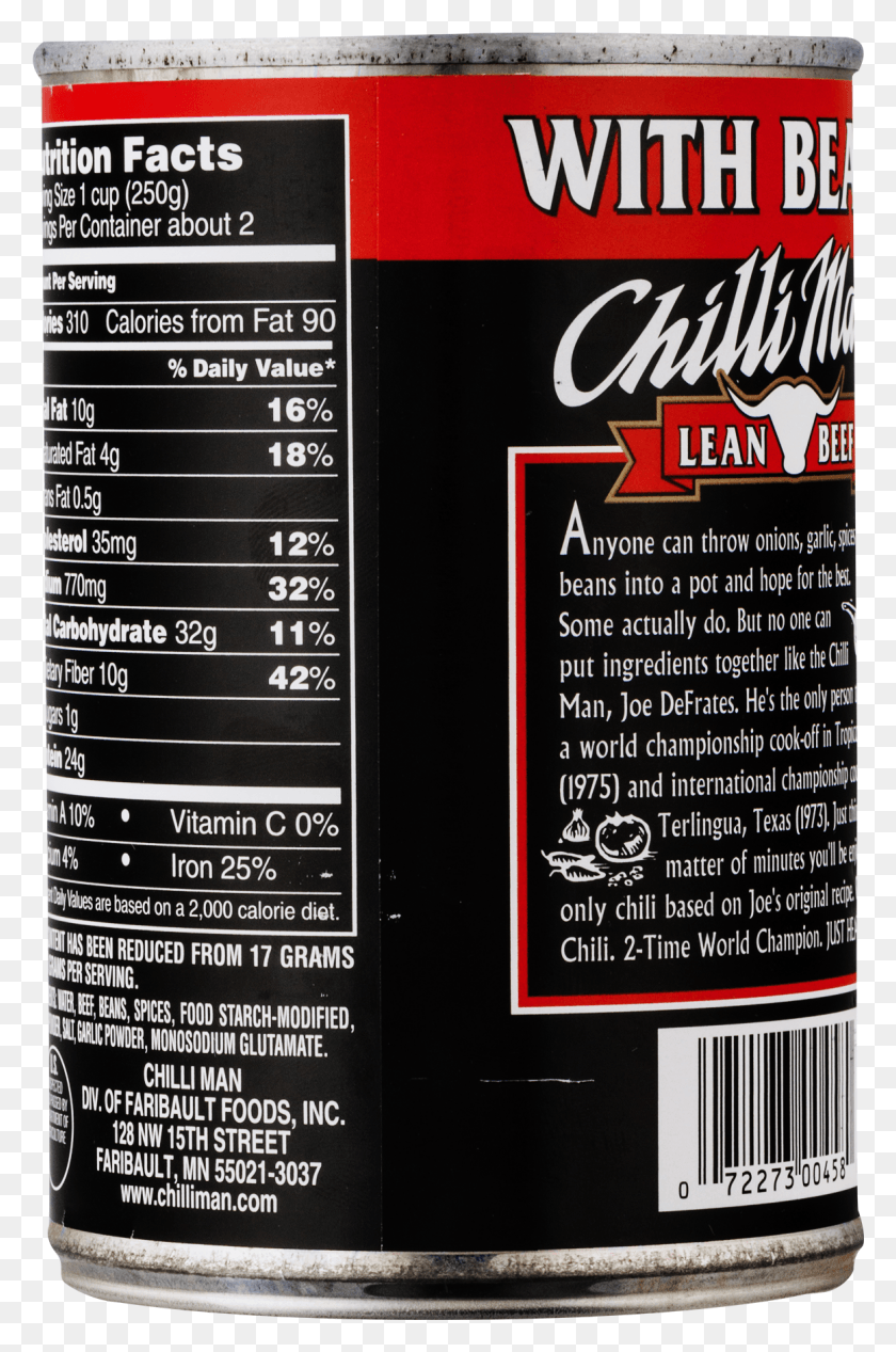 1163x1801 Chilli Man Lean Beef Chili 15 Oz Nutrition Facts Label, Tin, Can, Text HD PNG Download