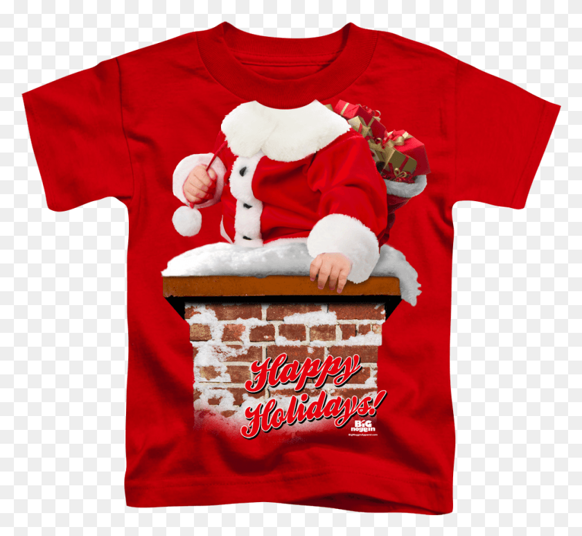 950x869 Chimney Santa Youth Short Sleeved T Shirt Red Noel Baba Tirt, Clothing, Apparel, T-shirt HD PNG Download