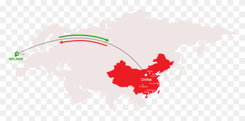1002x459 Китайская Карта Ирландия И Китай На Карте, Диаграмма, Атлас, Участок Hd Png Скачать