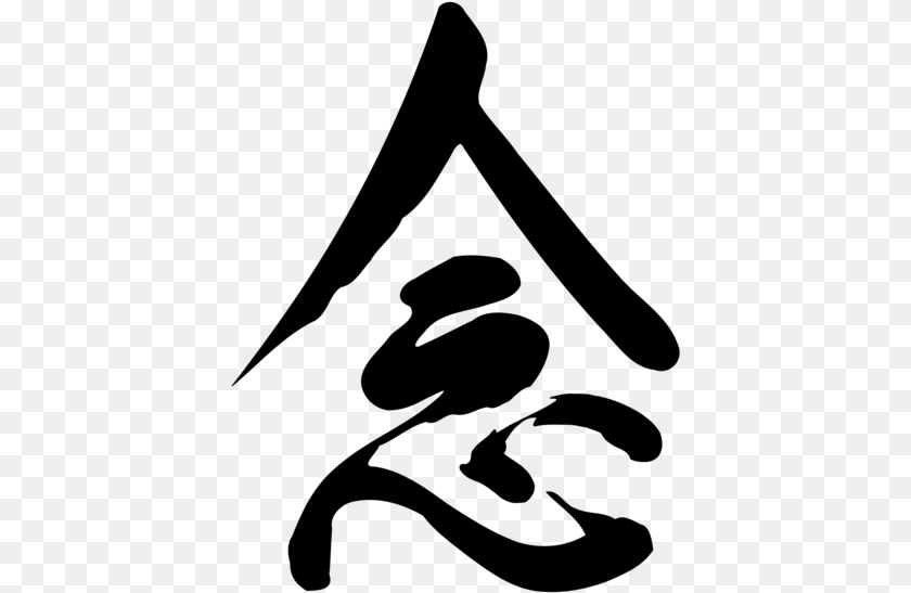 Chinese Characters Mindfulness Wherever You Go There, Gray PNG