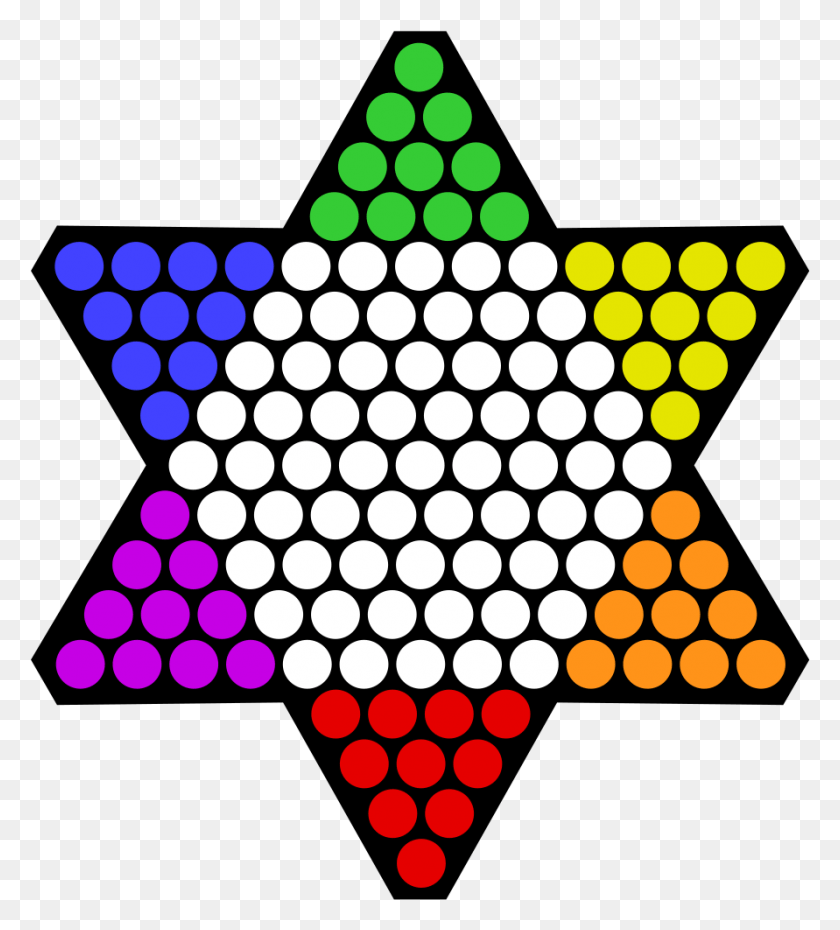 891x994 Chinese Checkers Start Chinese Checkers Board Size, Pac Man, Text, Symbol HD PNG Download