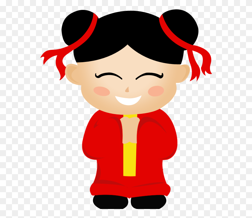 574x666 Chinese Clip Art Asian Chinese Girl Clipart, Elf, Rattle, Cupid HD PNG Download