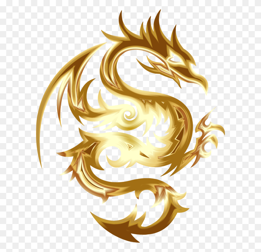 608x750 Chinese Dragon Gold Computer Icons Fenghuang Dragon With No Background HD PNG Download