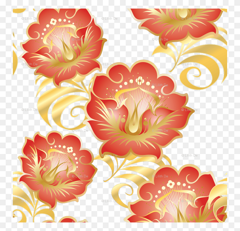 750x750 Китайский Золотой Цветок Прозрачный, Графика, Цветочный Дизайн Hd Png Скачать