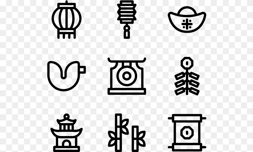 Chinese New Year Information Icons, Gray Sticker PNG