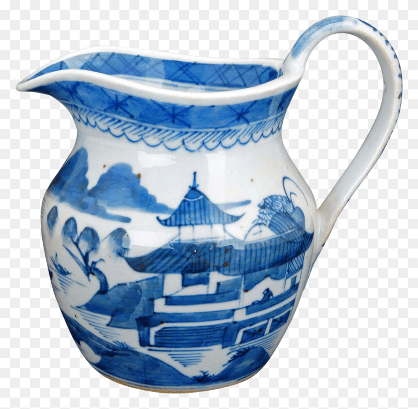1854x1814 Chinese Porcelain Blue And White Canton Ware Milk Jugpitcher, Jug, Diaper, Water Jug HD PNG Download