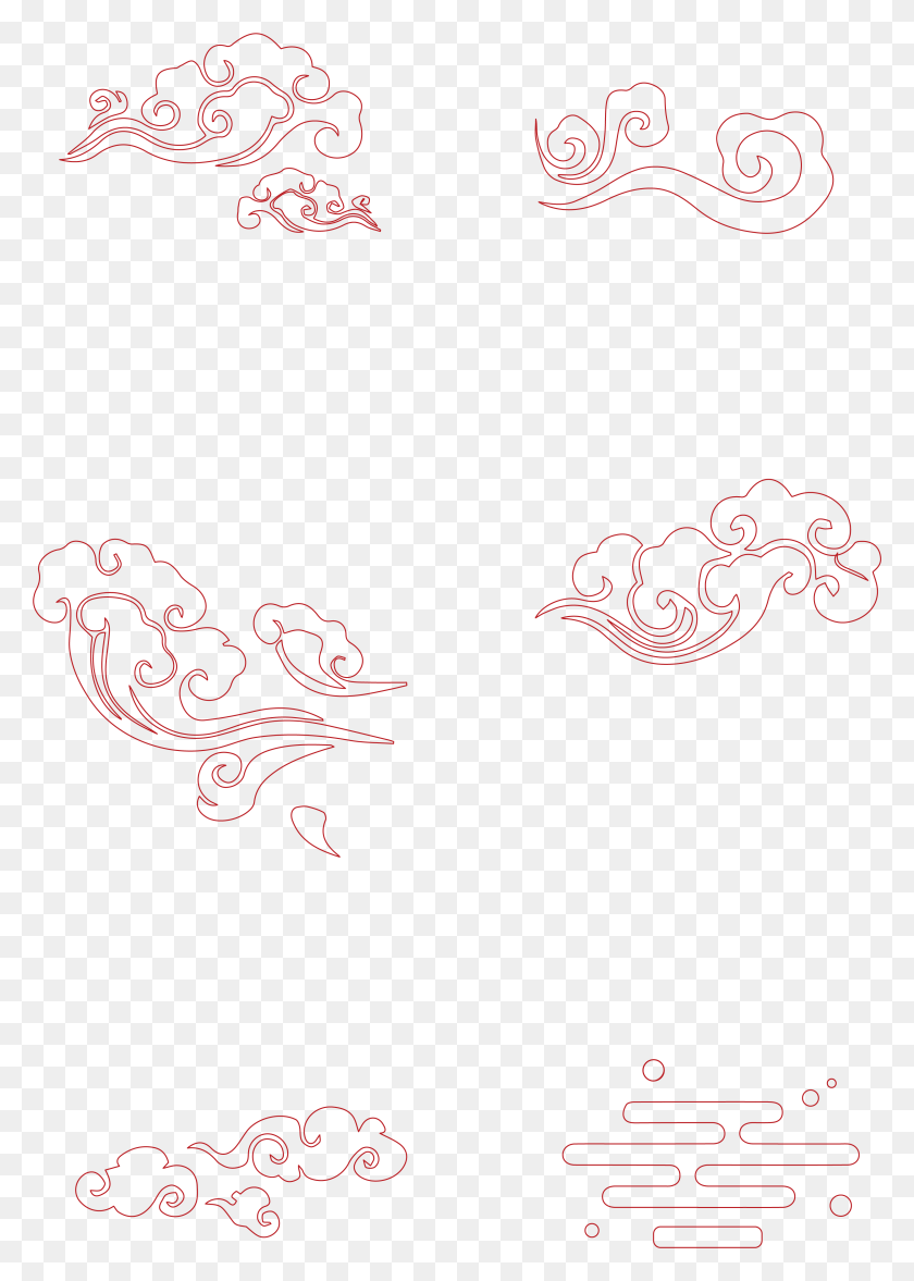 3246x4649 Chinese Style Clouds Red Moir Vector Line Elements Drawing, Mountain, Outdoors, Nature HD PNG Download