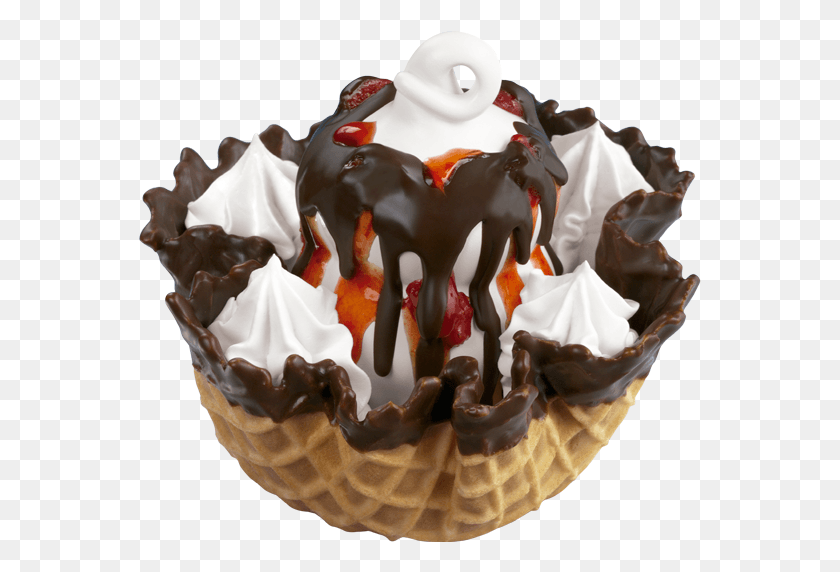 563x512 Chocolate Covered Strawberry Dairy Queen Waffle Bowl, Cream, Dessert, Food HD PNG Download