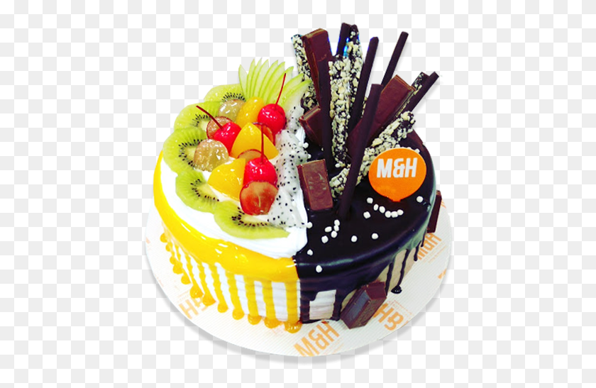 440x487 Chocolate Fresh Fruit Cake Birthday Chocolate Fresh Fruit Cake, Birthday Cake, Dessert, Food HD PNG Download