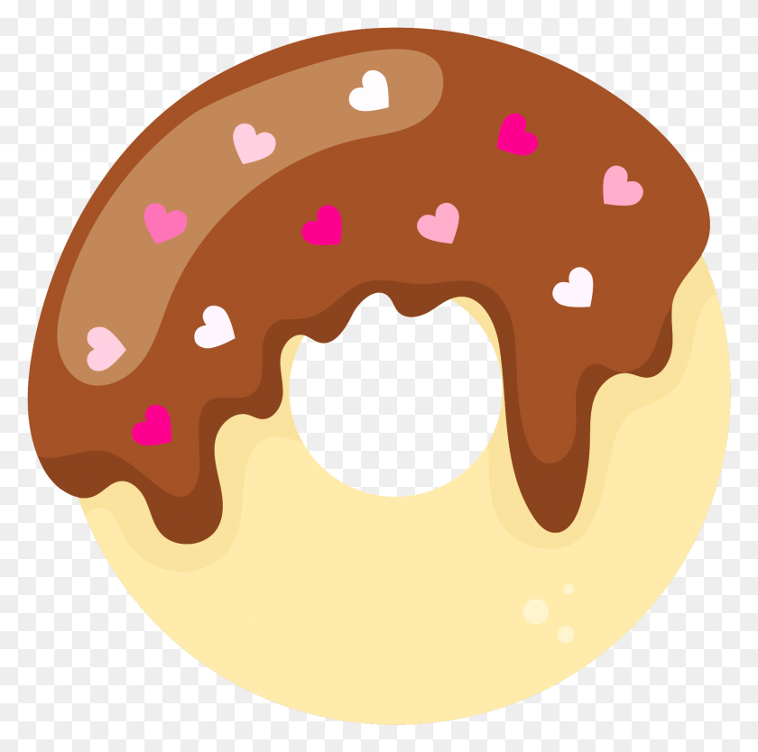 1787x1775 Шоколадное Сердце Пончик Пончик Клипарт, Хлеб, Еда, Выпечка Hd Png Скачать
