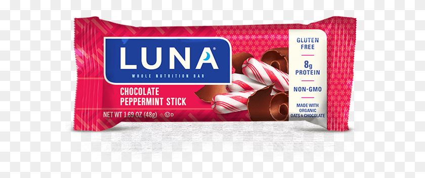 604x292 Descargar Png Chocolate Peppermint Stick Luna Bar Chocolate Peppermint Stick, Dulces, Comida, Confitería Hd Png