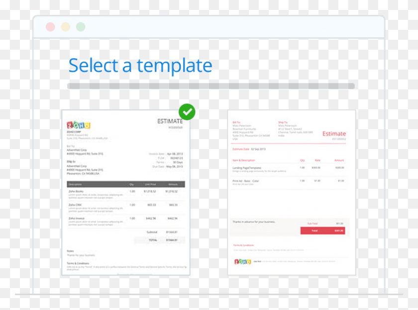 794x575 Choose From A Gallery Of Estimate Templates Zoho Invoice Templates, Text, File HD PNG Download