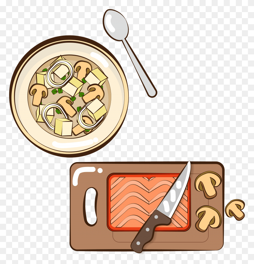 5835x6086 Chopping Board Knife Mushroom Fish And Vector Image, Cutlery, Weapon, Weaponry HD PNG Download