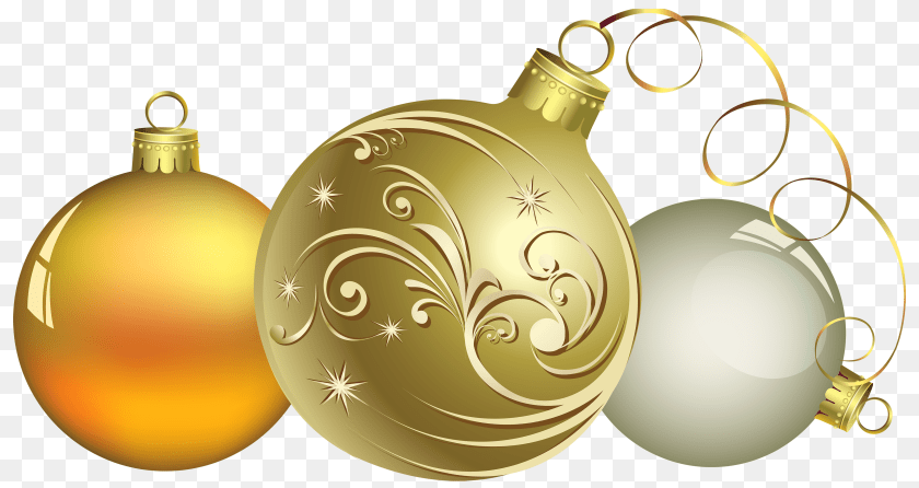 Christmas, Gold, Sphere, Art, Graphics Sticker PNG