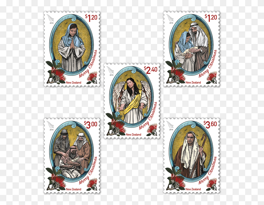 573x592 Christmas 2018 Set Of Stamps Stamps New Zealand Christmas, Person, Human, Poster HD PNG Download