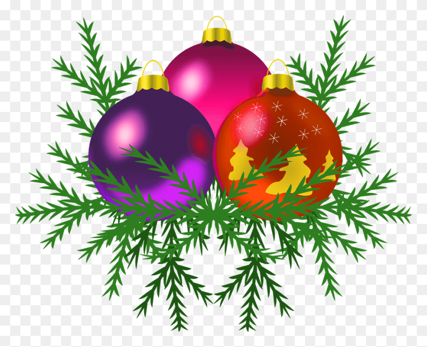902x720 Christmas Baubles On Tree Transparent Background Christmas Diszito Elemek, Plant, Ornament, Graphics HD PNG Download