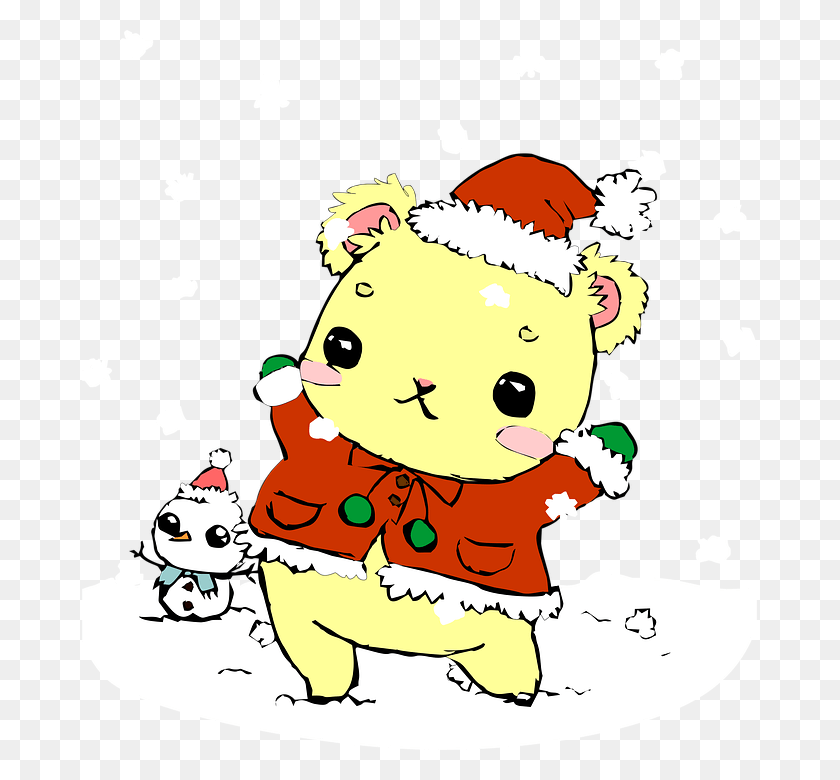 675x720 Christmas Bear Potato Noel St Claus Snow Snowman Bear Chibi Anime, Graphics, Winter HD PNG Download