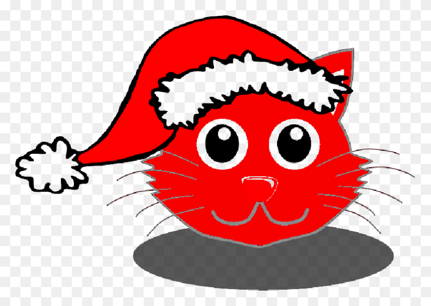 800x551 Christmas Bear Shower Curtain Cartoon Cat With Christmas Hat, Label, Text, Animal HD PNG Download