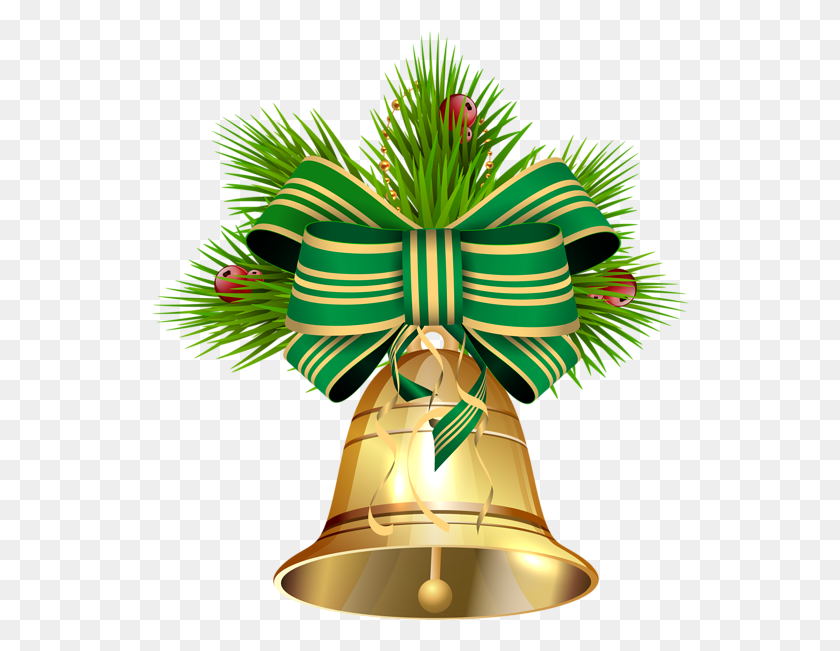 538x591 Christmas Bell With Green Ribbon Clip Art Image Green Christmas Ribbon, Lighting, Ornament HD PNG Download
