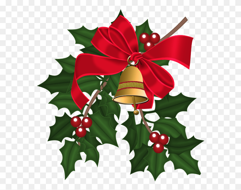 586x601 Рождественские Колокола Amp Holly Leaves Detalle, Растение, Дерево, Лист Png Скачать