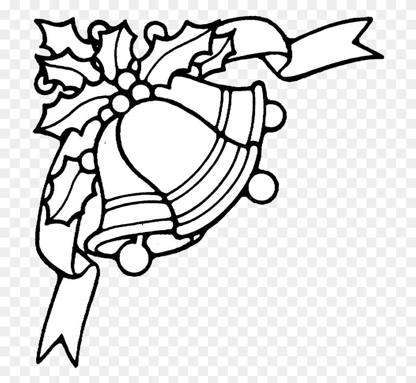 712x714 Christmas Bells Coloring Pages 1 Black And White Christmas Bells, Sea Life, Animal, Invertebrate HD PNG Download