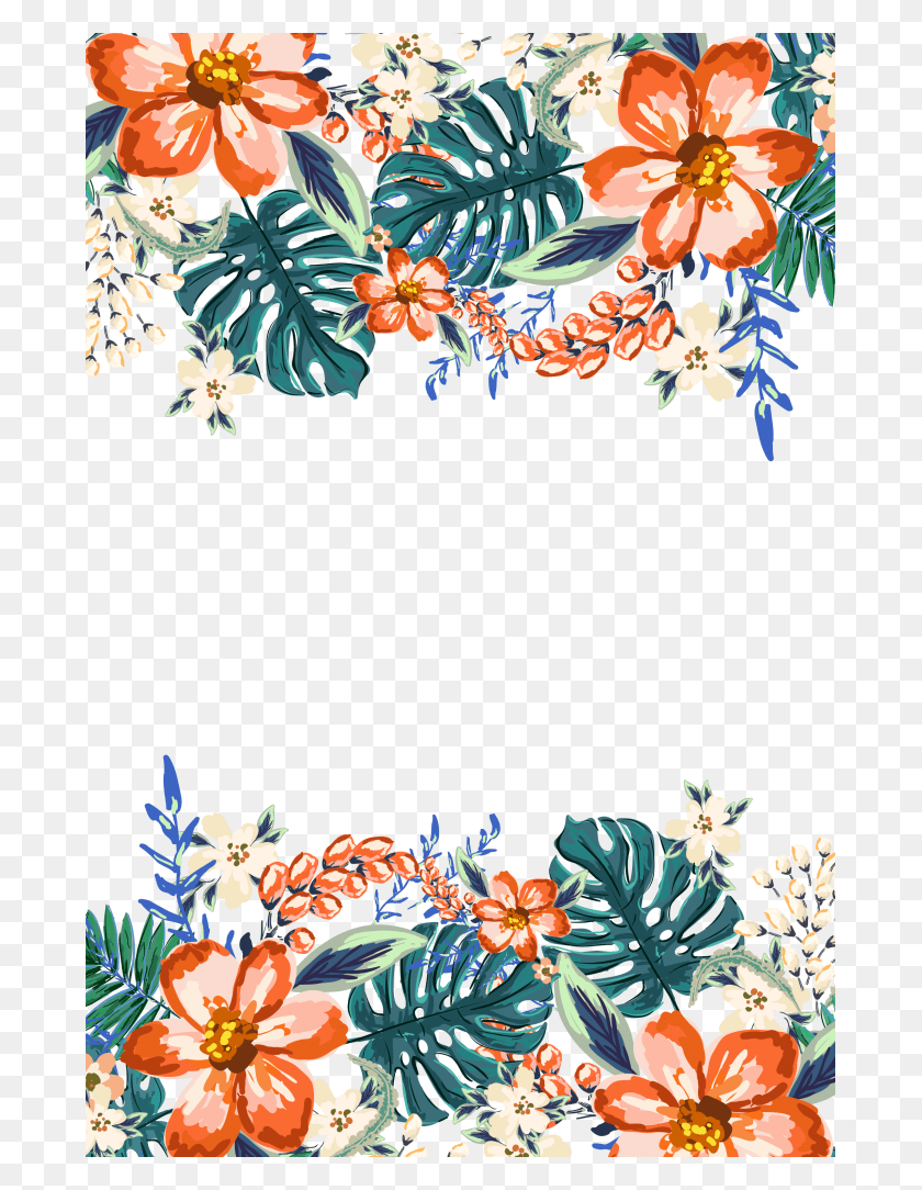 683x1024 Christmas Border Design Blank Invitation Template Tropical, Plant, Floral Design, Pattern HD PNG Download