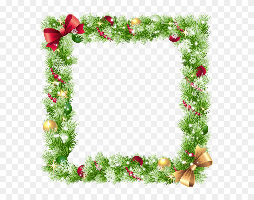 587x600 Christmas Border Image Background Green Christmas Border Design, Wreath, Christmas Tree, Tree HD PNG Download