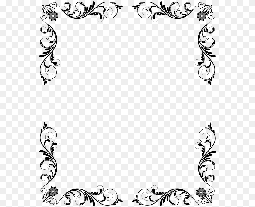 588x683 Christmas Borders Black And White, Gray Sticker PNG