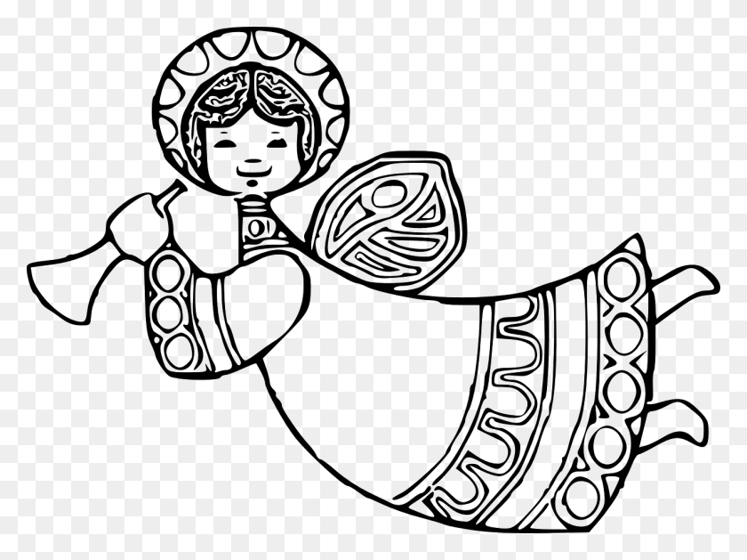 1280x934 Christmas Coloring Pages Angels 2 With How To Draw Christmas Angels Clipart Black And White, Gray, World Of Warcraft HD PNG Download