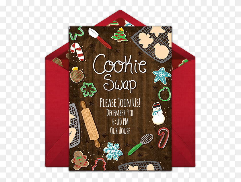 535x573 Christmas Cookie Swap Online Invitation Thanksgiving, Envelope, Mail, Greeting Card HD PNG Download