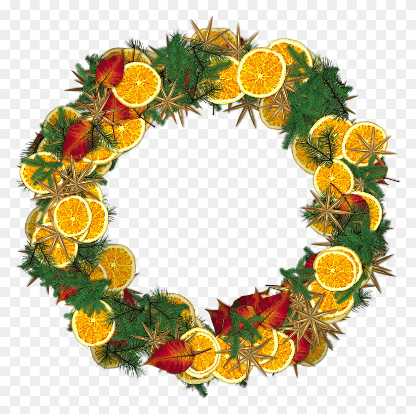 1232x1227 Christmas Crown Oranges, Wreath, Pattern, Graphics HD PNG Download