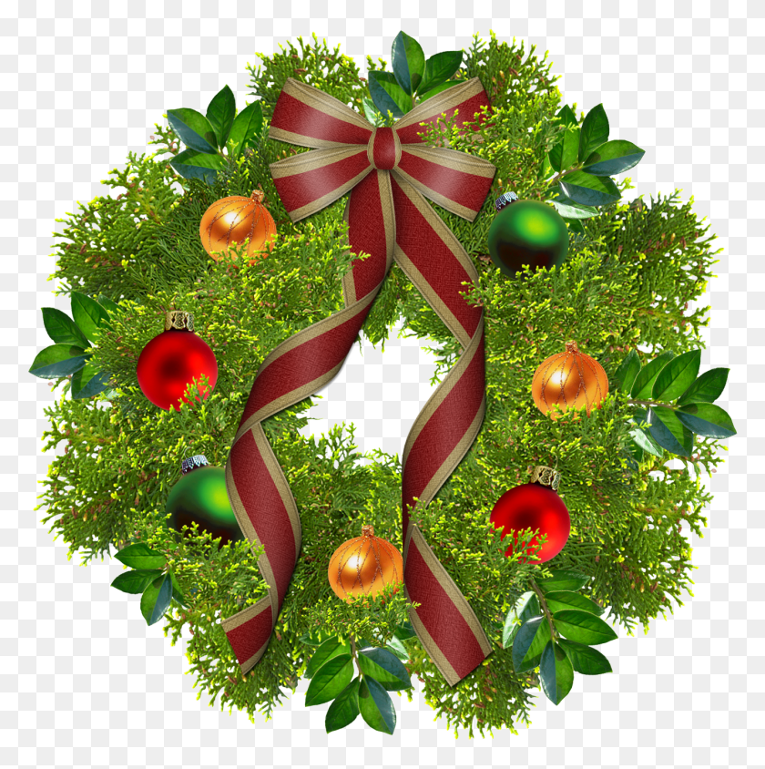 1350x1358 Christmas Decoration Rotary Merry Christmas, Wreath, Ornament Descargar Hd Png
