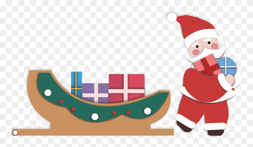 1690x933 Descargar Png Elementos De Navidad, Santa Claus, Carro De Regalo Y Dibujos Animados, Etiqueta, Texto, Comida Hd Png