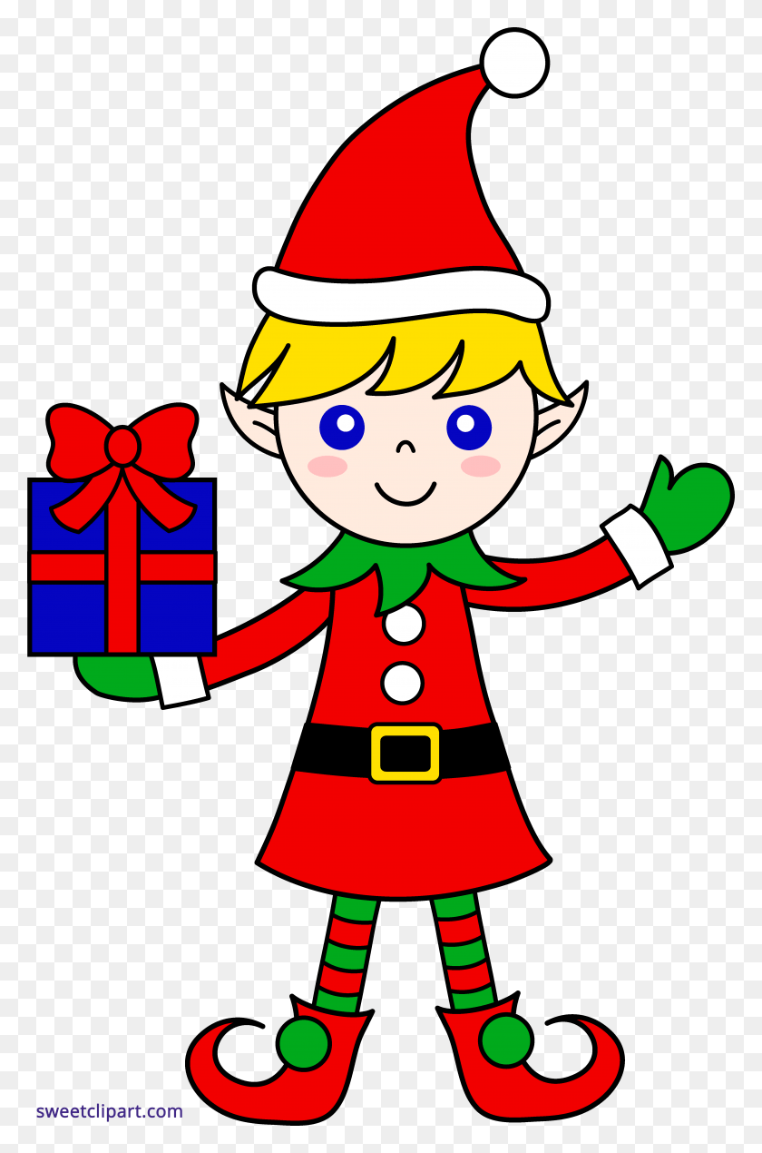4339x6733 Christmas Elf Clipart Cute Santa And Elf, Gift HD PNG Download