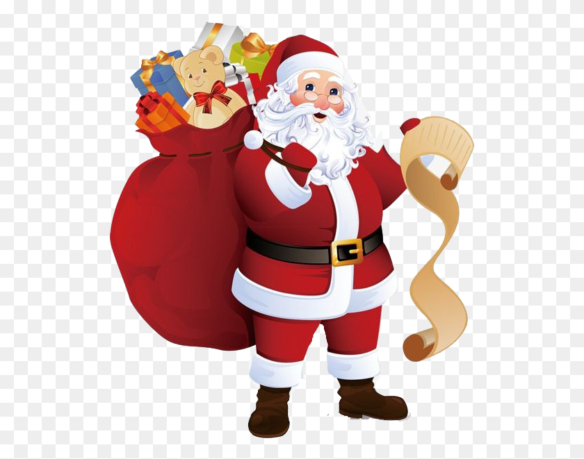 527x601 Санта-Клаус С Подарками На Рождество, Санта-Клаус С Подарками, Эльф, Человек, Hd Png Скачать